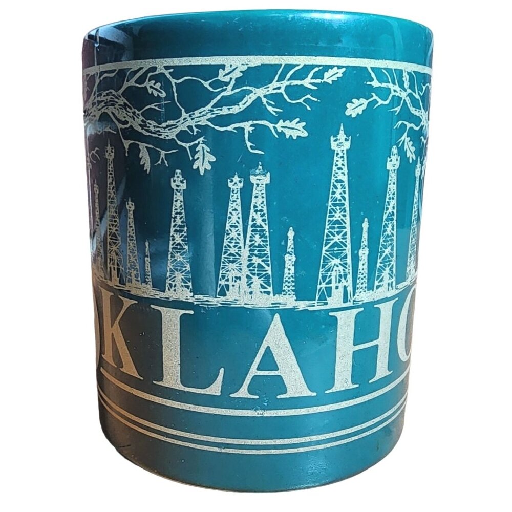 Vintage Lipco Oklahoma Coffee Cup Mug Crack for Display Only Destination Green